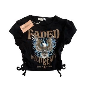 Missguided Faded Wild Beauty Lace Up Side Crop